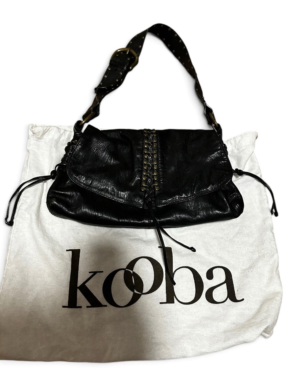 ✨💎RARE💎✨Kooba Annie Black Leather Discontinued Y2K Shoulder Bag